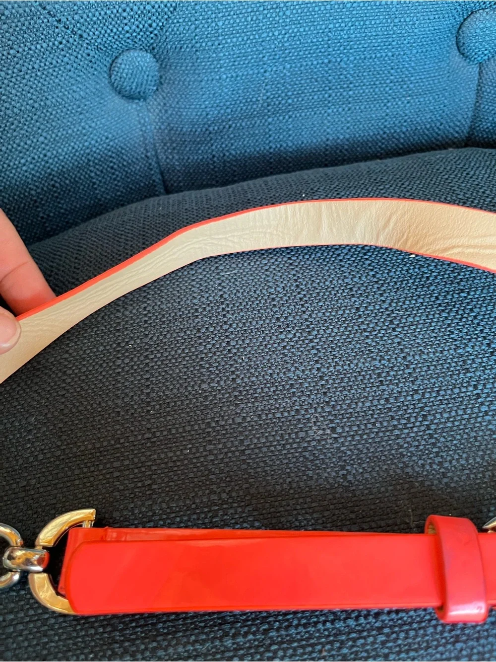 Charlotte Russe Pink and Cream Adjustable Chain-Accent Belt